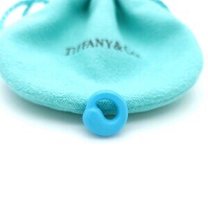 Tiffany & Co. Elsa Peretti Blue Turquoise Carved 11"mm Eternal Circle Pendant